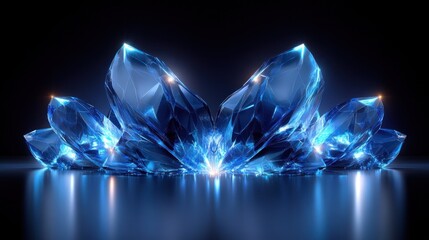 Digital Network of Glowing Blue Lines and Nodes in Low-Poly Style