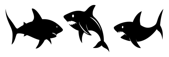 shark icon, shark silhouette vector illustration-simple silhouette illustration of shark, perfect for shark logos and icons