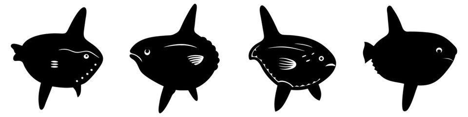 ocean sunfish mola mola icon, ocean sunfish mola mola silhouette vector illustration-simple silhouette illustration of ocean sunfish mola mola, perfect for ocean sunfish mola mola logos and icons