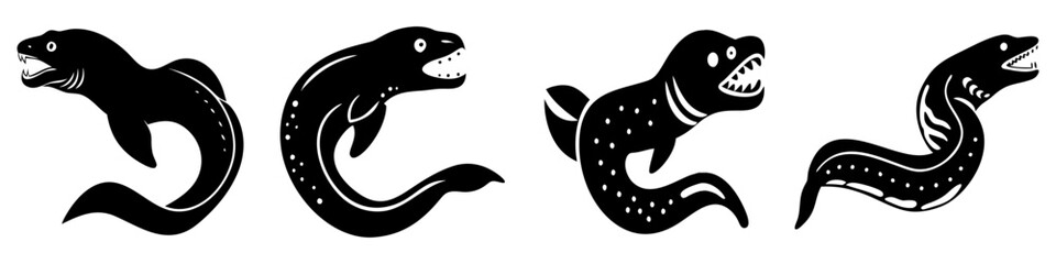 moray eel icon, moray eel silhouette vector illustration-simple silhouette illustration of moray eel, perfect for moray eel logos and icons