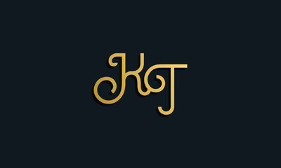 Luxury fashion initial letter KT logo.
