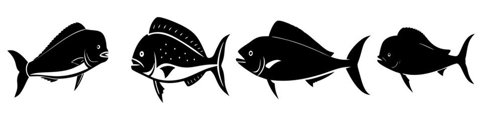 Fototapeta premium dorado mahi mahi icon, dorado mahi mahi silhouette vector illustration-simple silhouette illustration of dorado mahi mahi, perfect for dorado mahi mahi logos and icons