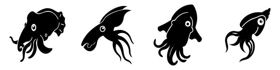 cuttlefish icon, cuttlefish silhouette vector illustration-simple silhouette illustration of cuttlefish, perfect for cuttlefish logos and icons