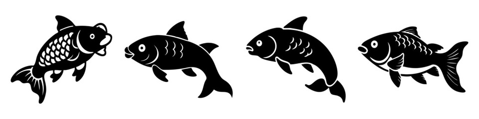 carp icon, carp silhouette vector illustration-simple silhouette illustration of carp, perfect for carp logos and icons