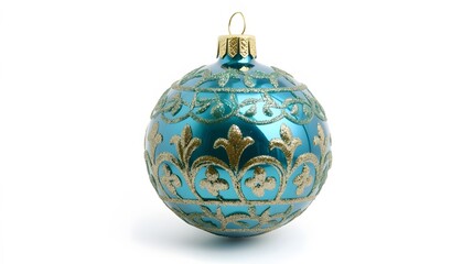 Teal and Gold Christmas Ornament Festive Holiday Decoration