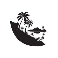 island vector silhouette clipart logo illustration
