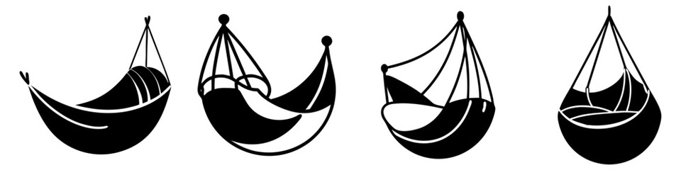 hammock chair icon, hammock chair silhouette vector illustration-simple silhouette illustration of hammock chair, perfect for hammock chair logos and icons