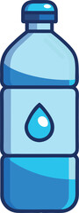 Vector Illustration of a Modern Blue Water Bottle with Droplet Icon for Hydration and Health-Related Designs