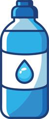 Vector Illustration of a Modern Blue Water Bottle with Droplet Icon for Hydration and Health-Related Designs