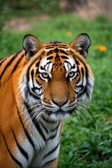 Fototapeta premium there is a tiger that is walking in the grass