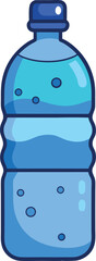 Vector Illustration of a Modern Blue Water Bottle with Droplet Icon for Hydration and Health-Related Designs