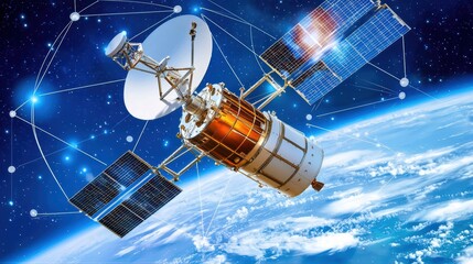 Global communication hub satellite in space high fidelity image technology environment gigapixel viewpoint