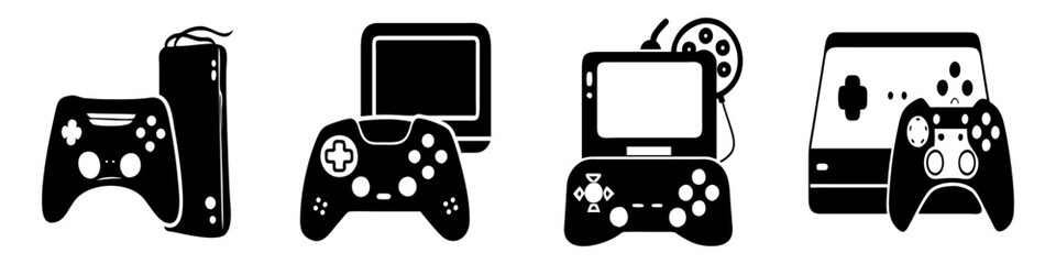 gaming console icon, gaming console silhouette vector illustration-simple silhouette illustration of gaming console, perfect for gaming console logos and icons