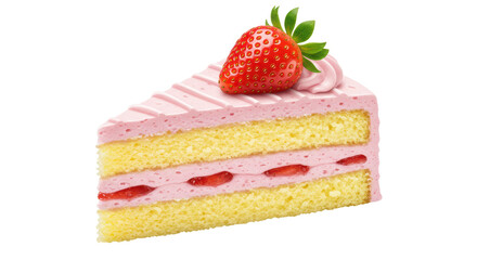 Isolated Strawberry Cake Slice