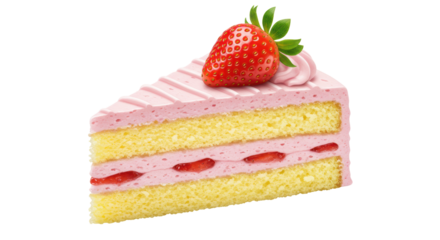 Isolated Strawberry Cake Slice