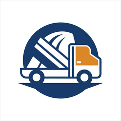 Mixer Truck Silhouette Logo Vector Design on White Background