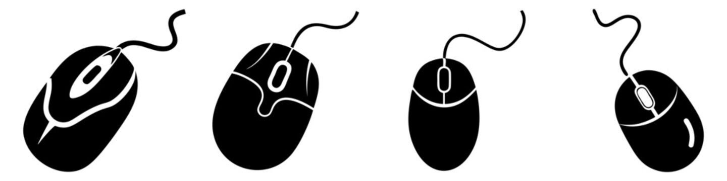 computer mouse icon, computer mouse silhouette vector illustration-simple silhouette illustration of computer mouse, perfect for computer mouse logos and icons