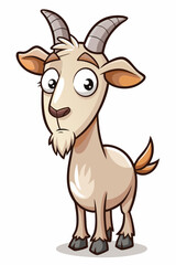 Cheerful cartoon goat with a sly look and a stylish beard for your projects in neutral tones
