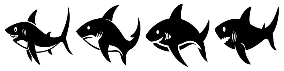 shark icon, shark silhouette vector illustration-simple silhouette illustration of shark, perfect for shark logos and icons