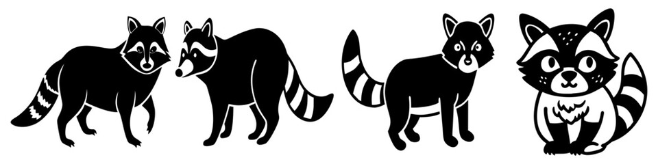 raccoon icon, raccoon silhouette vector illustration-simple silhouette illustration of raccoon, perfect for raccoon logos and icons
