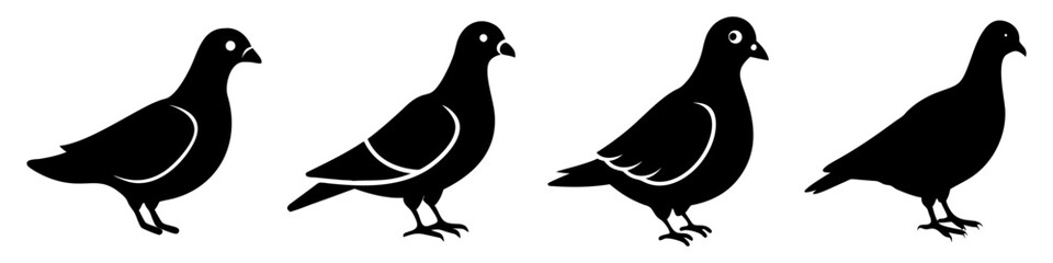 pigeon icon, pigeon silhouette vector illustration-simple silhouette illustration of pigeon, perfect for pigeon logos and icons
