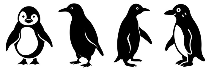 Obraz premium penguin icon, penguin silhouette vector illustration-simple silhouette illustration of penguin, perfect for penguin logos and icons
