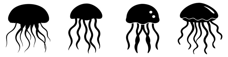 jellyfish icon, jellyfish silhouette vector illustration-simple silhouette illustration of jellyfish, perfect for jellyfish logos and icons