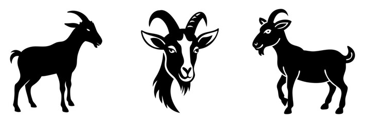 goat icon, goat silhouette vector illustration-simple silhouette illustration of goat, perfect for goat logos and icons