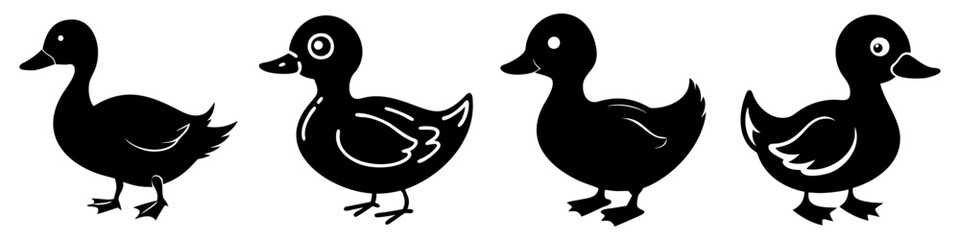 duckling icon, duckling silhouette vector illustration-simple silhouette illustration of duckling, perfect for duckling logos and icons
