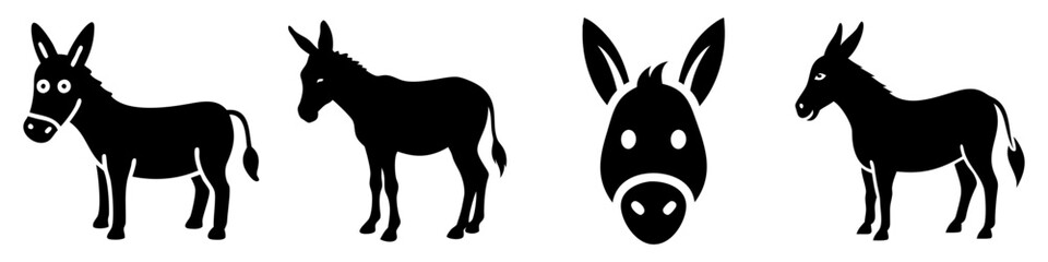 donkey icon, donkey silhouette vector illustration-simple silhouette illustration of donkey, perfect for donkey logos and icons