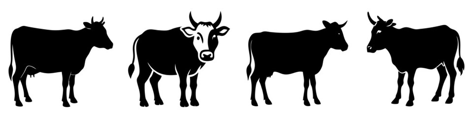 cow icon, cow silhouette vector illustration-simple silhouette illustration of cow, perfect for cow logos and icons