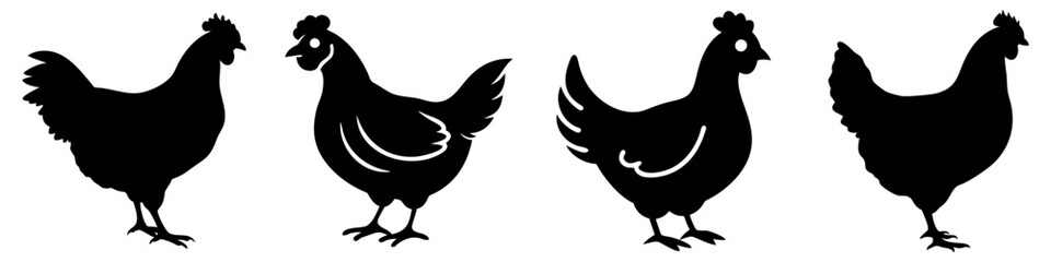 chicken hen icon, chicken hen silhouette vector illustration-simple silhouette illustration of chicken hen, perfect for chicken hen logos and icons
