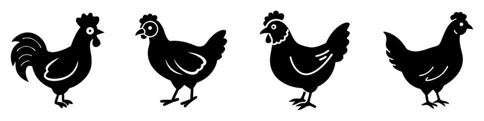 chicken icon, chicken silhouette vector illustration-simple silhouette illustration of chicken, perfect for chicken logos and icons