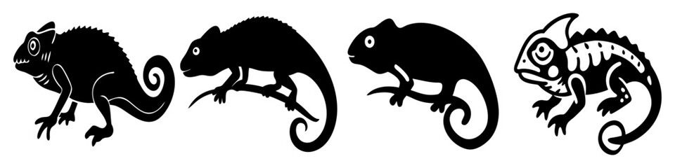 chameleon icon, chameleon silhouette vector illustration-simple silhouette illustration of chameleon, perfect for chameleon logos and icons