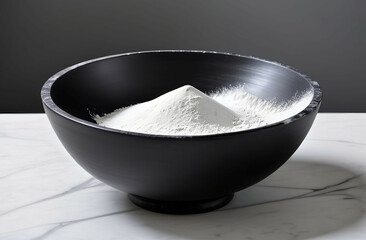 Black Bowl White Powder Marble Slab Kitchen