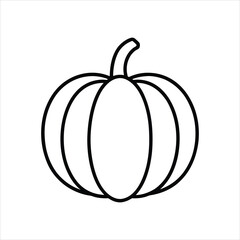 Pumpkin Icon Vector Line Art and Flat Style Illustration