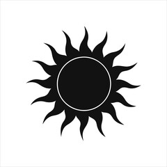 Simple Black Sun Silhouette Vector Art on White