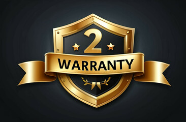 2year warranty logo with golden shield and golden ribbon