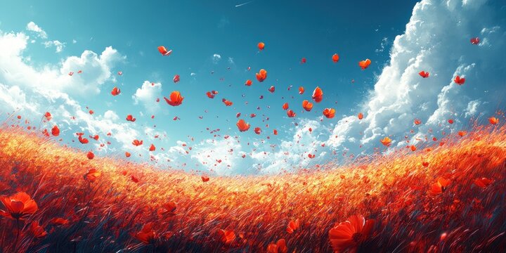 Watercolor Illustration of Sesame Seeds on Surreal Landscape with High Contrast Lighting and Intricate Details