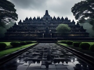 Ancient Temple in the Mist