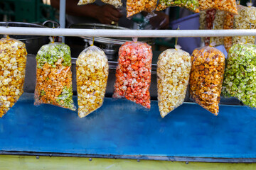Pop corn for sale at a local market in Vietnam.