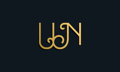 Luxury fashion initial letter UN logo.