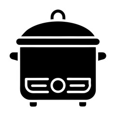 Electric Kitchen Steamer Silhouette – Vector Icon in Black and White.