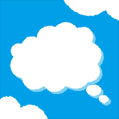 ちぎり絵のようにジワジワ滲んだラフなアウトラインの白い雲のようなフキダシ・フレームシリーズ。セリフや名札（ネーム）やワッペンに。ベクター素