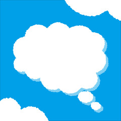 ちぎり絵のようにジワジワ滲んだラフなアウトラインの白い雲のようなフキダシ・フレームシリーズ。セリフや名札（ネーム）やワッペンに。ベクター素