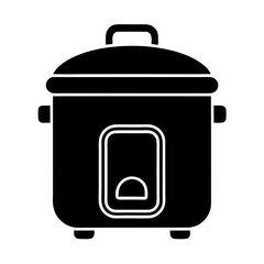 Modern Electric Food Steamer Vector – Silhouette Style on White.