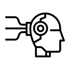 robot outline icon. robotic black line illustration.