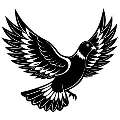Fototapeta premium vector silhouette of a flying pigeon,