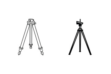 Minimalist Illustration Of Surveying And Photographic Tripod Equipment