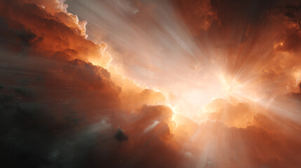 Obraz premium Dramatic sky clouds sun rays god light heaven spiritual nature background wallpaper desktop background